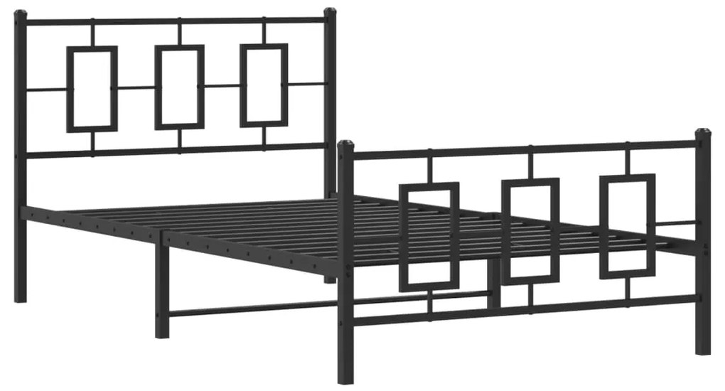 Estrutura de cama com cabeceira e pés 107x203 cm metal preto