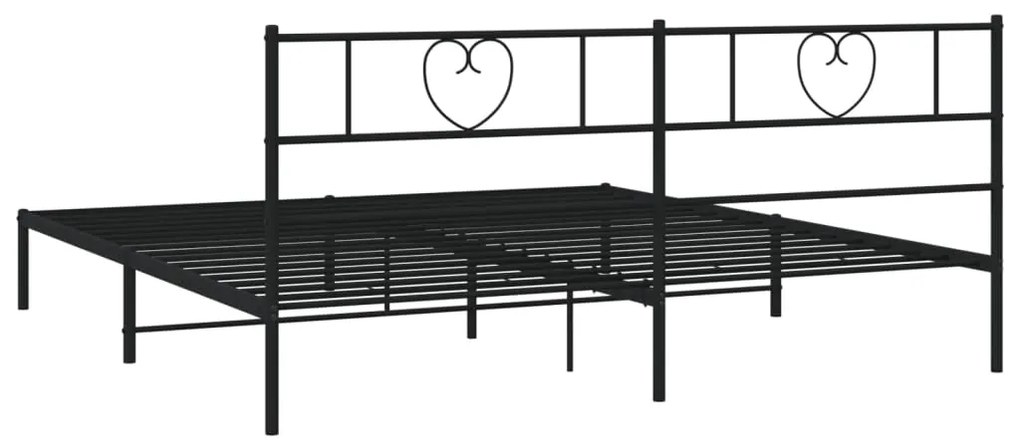 Estrutura de cama com cabeceira 200x200 cm metal preto