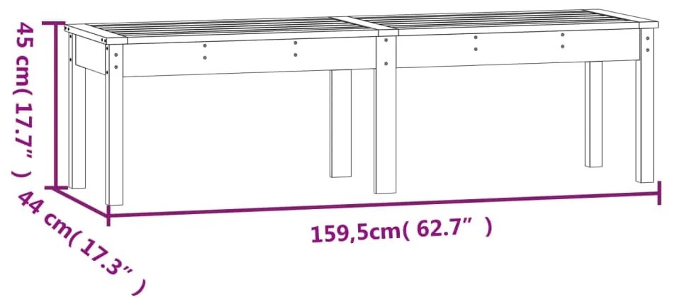 Banco de jardim c/ 2 lugares 159,5x44x45 cm pinho maciço cinza