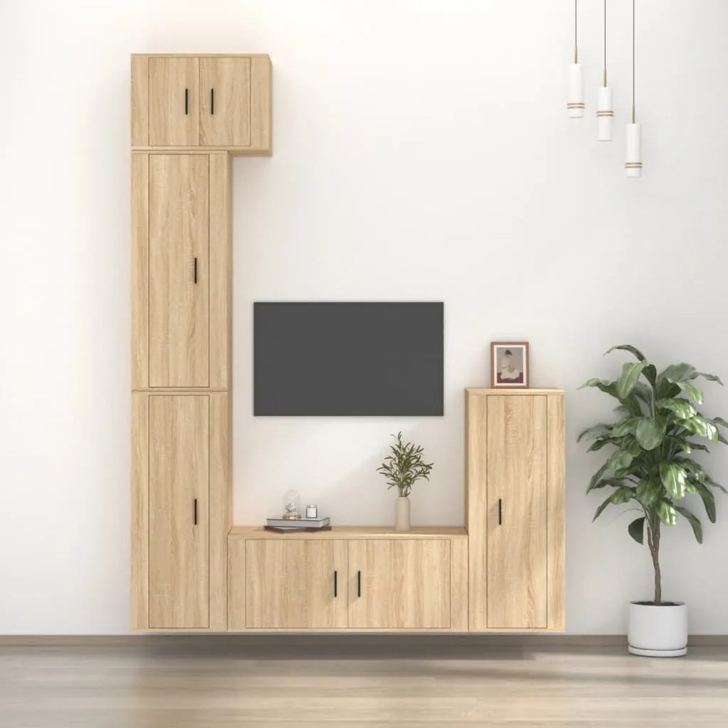 vidaXL Conjunto móveis de TV 5 pcs madeira processada carvalho sonoma