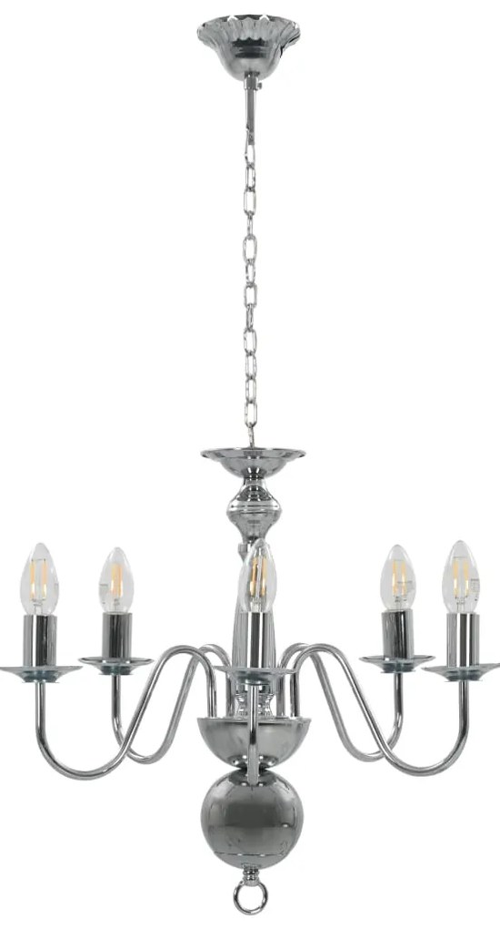 Lustre de 5 lâmpadas E14 prateado