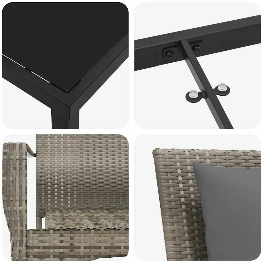 Conjunto de 4 Cadeiras de Jardim 5 pcs Cinzeto 80 x 80 x 73 cm