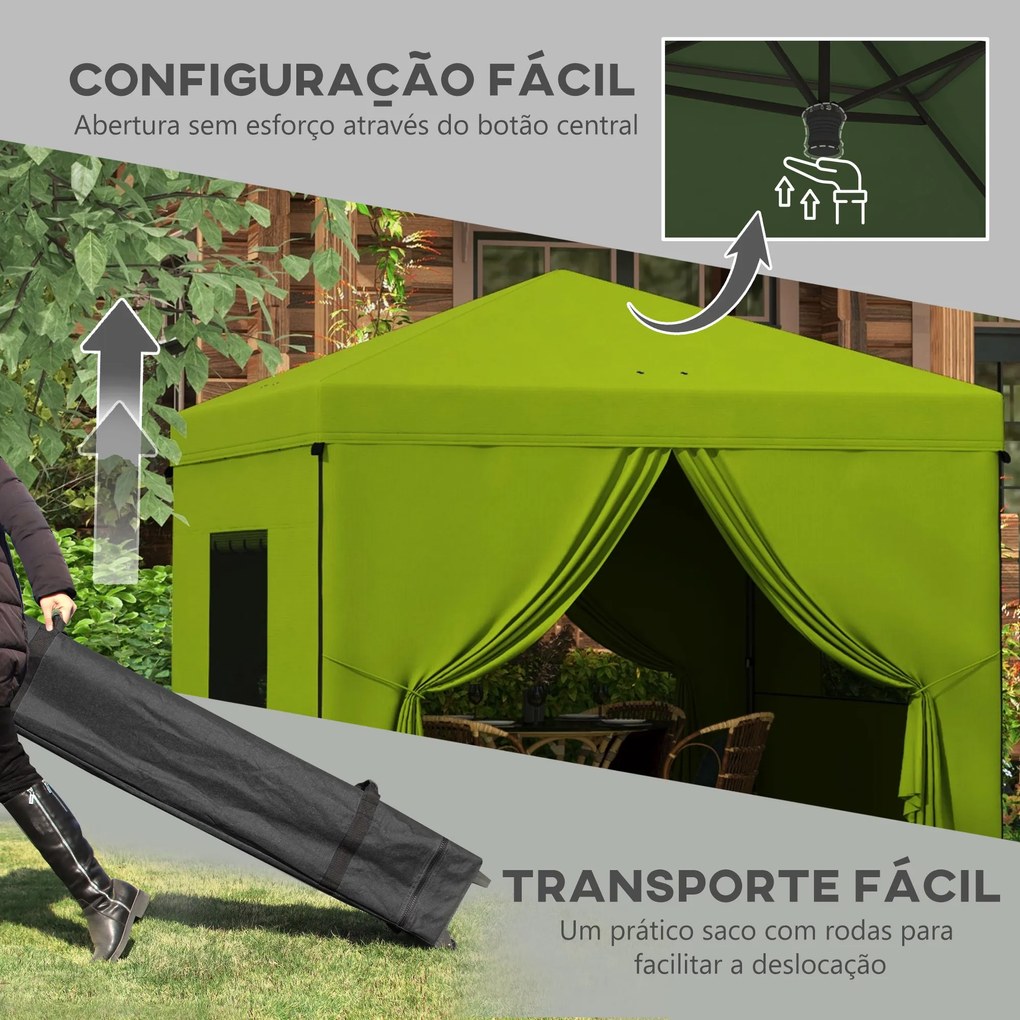 Outsunny Tenda Dobrável 3x3 m Tenda de Jardim com 4 Paredes Laterais 2