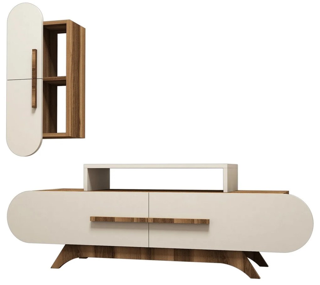 Unidade de TV Rose S – Nogueira/Creme – 145x49,8x36,8 cm