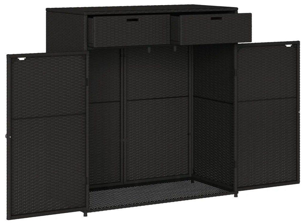 Armário de arrumação p/ jardim 105x55x113 cm vime PE preto