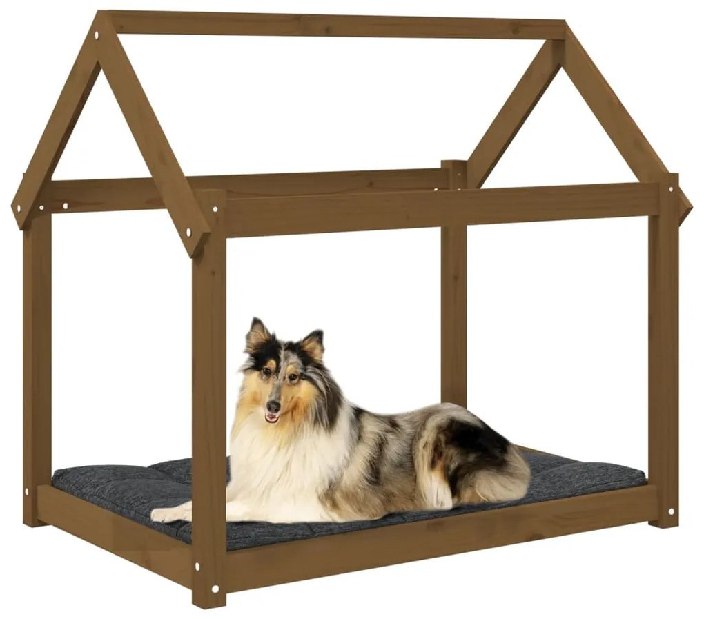 Cama para cães 101x70x90 cm pinho maciço castanho mel