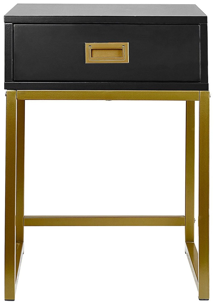 Mesa de apoio com 1 gaveta preta LARGO Beliani