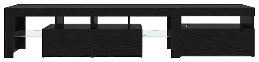 Gabinetes de TV vidaXL 2 peças com luzes LED de carvalho preto em made