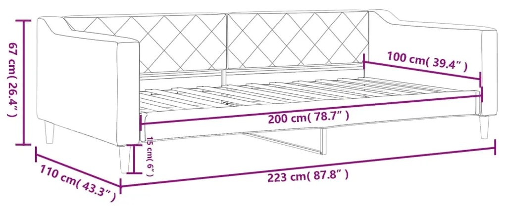 Sofá-cama 100x200 cm tecido cor creme