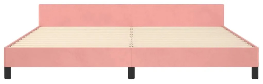 Estrutura de cama c/ cabeceira 200x200 cm veludo rosa