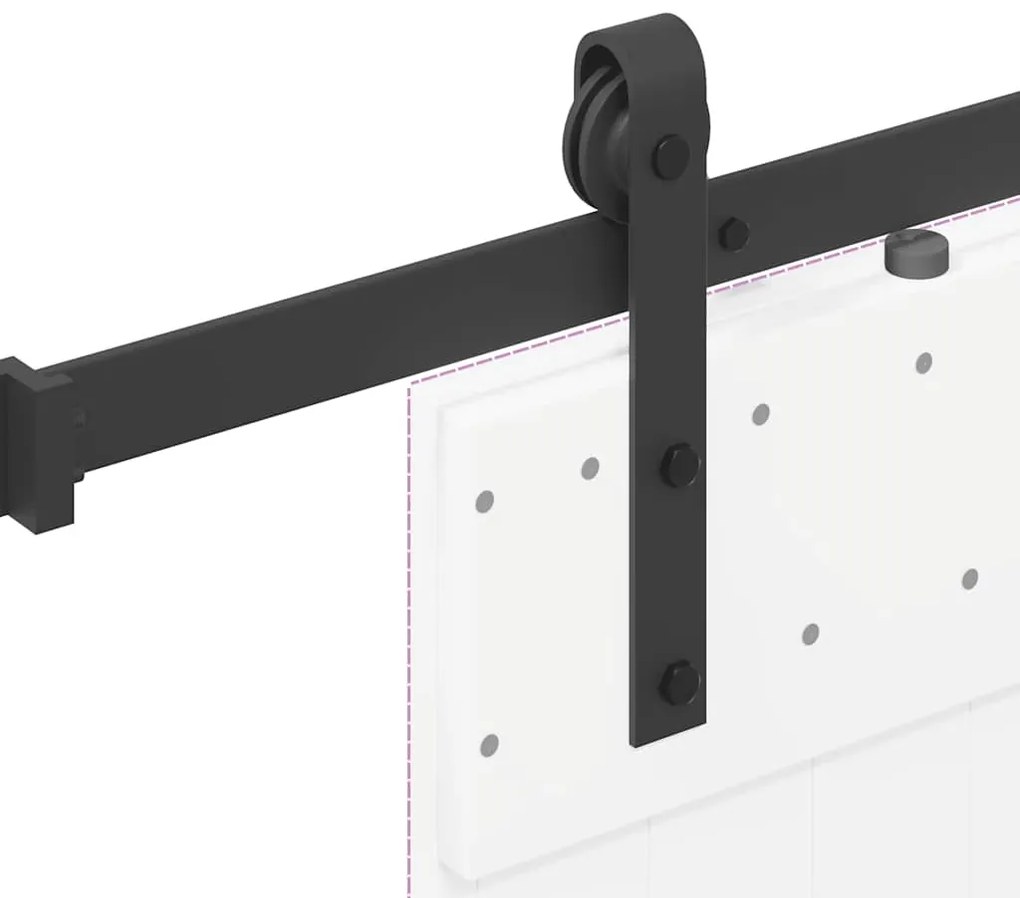 Kit de ferragens para porta deslizante 152,5 cm aço preto