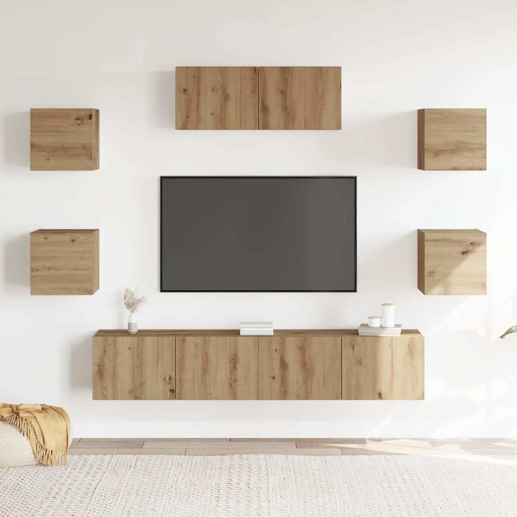 Conjunto de armário TV parede 7 pcs carvalho artisiano