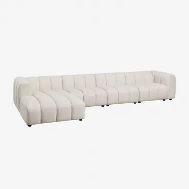 Sofá Modular Chaise Longue Esquerdo De 4 Peças Em Tecido Bouclé Eliot Bouclé Bege Creme - Sklum