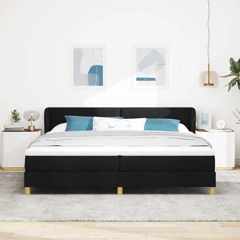 Cama Box com colchão - Preto, 200x200 cm Tecido
