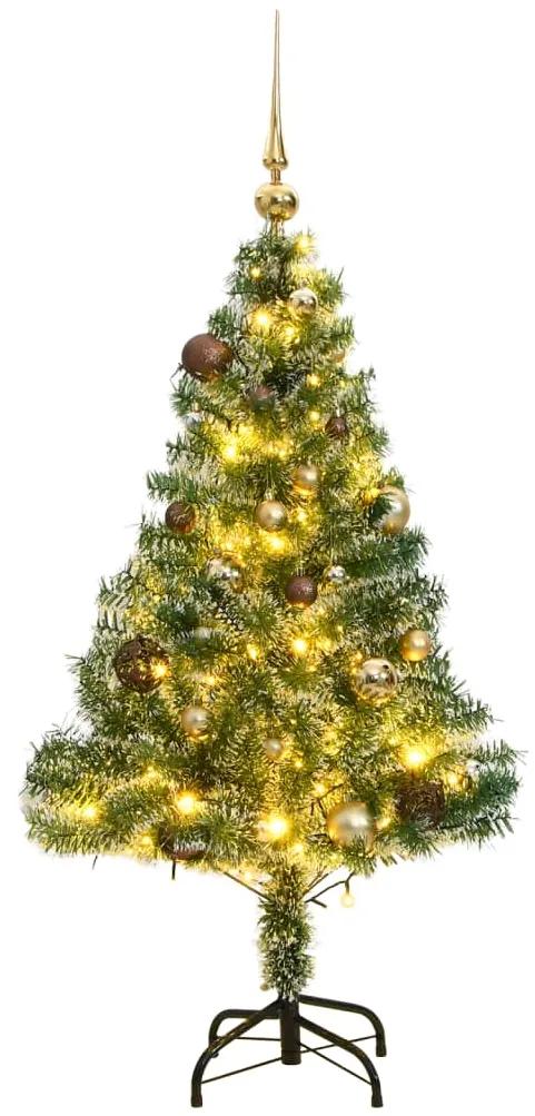 Árvore de Natal artificial c/ 150 LEDs conj. bolas e neve 120cm