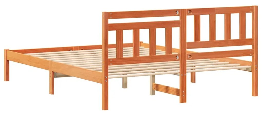 Estrutura da Cama com cabeceira Castanho-mel 140 x 200 cm