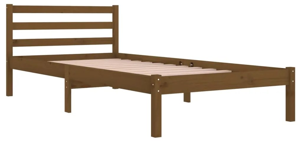 Estrutura de cama 90x200 cm pinho maciço castanho mel