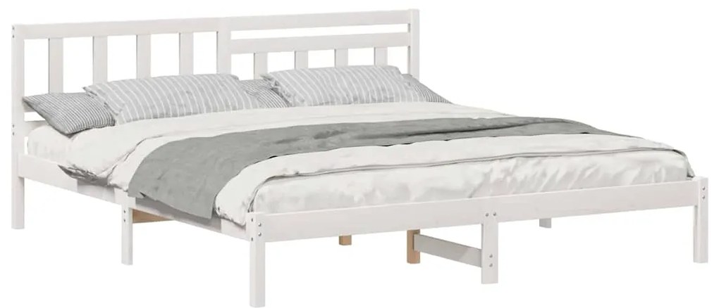 Estrutura da Cama com cabeceira Branco 200 x 200 cm