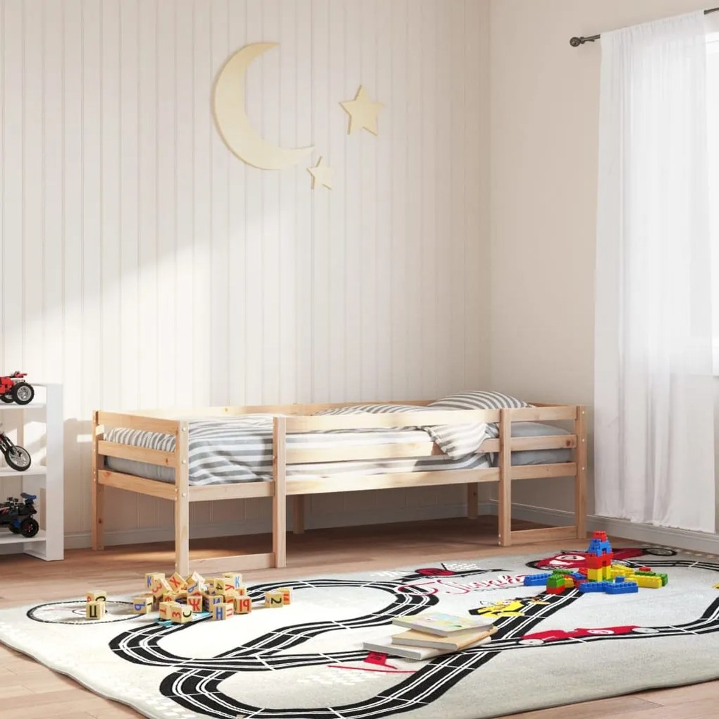 Estrutura de cama infantil 75x190 cm madeira de pinho maciça