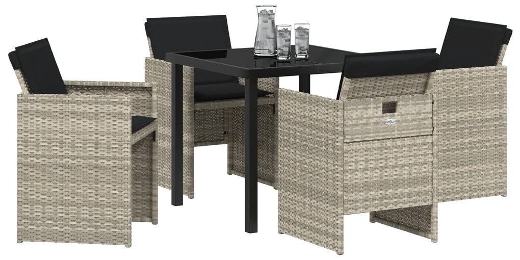 Conjunto de Jantar de Jardim de 5 Peças com Almofadas Cinzento Claro e