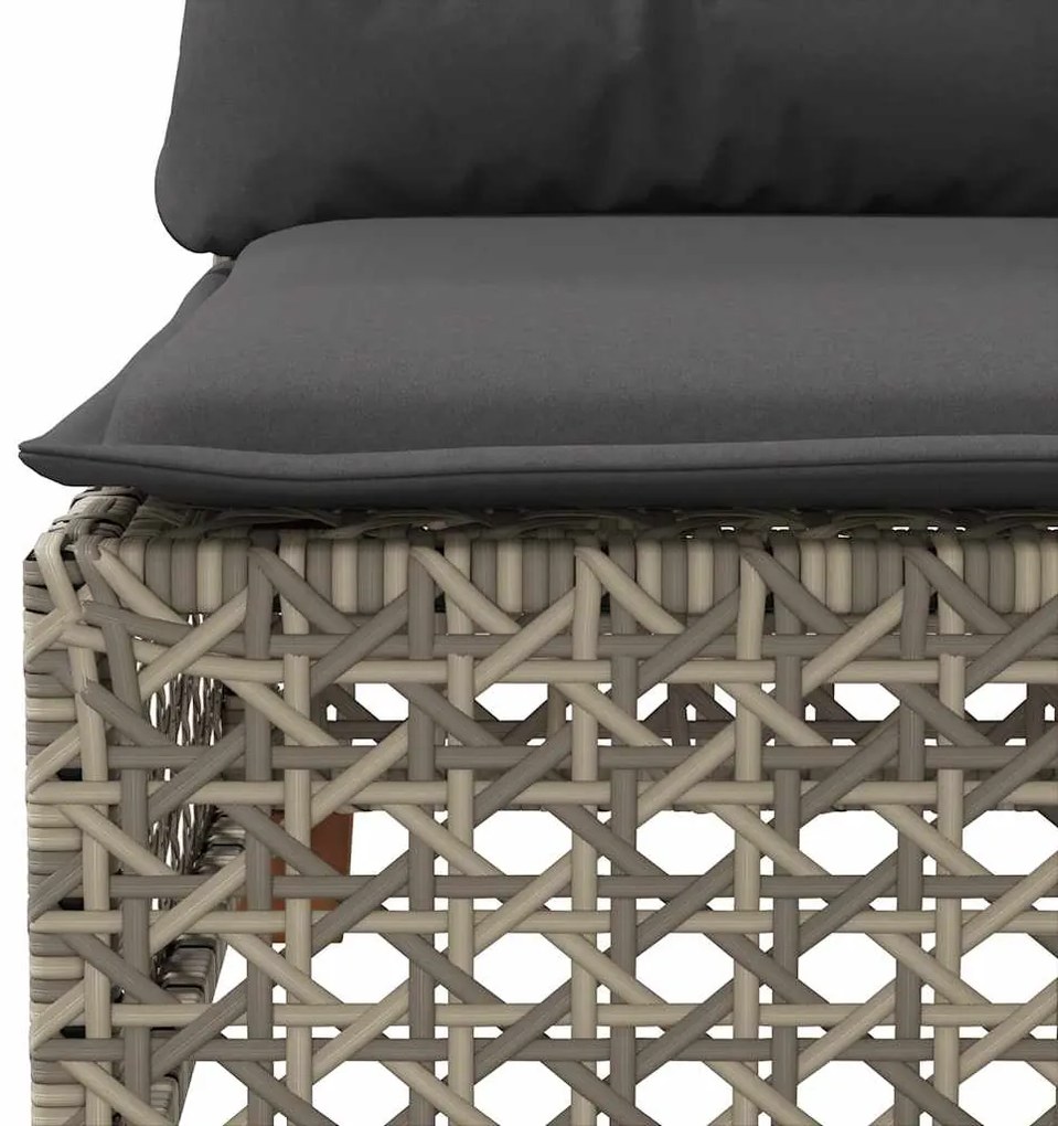 7 pcs conjunto sofás p/ jardim c/ almofadões vime PE cinzento