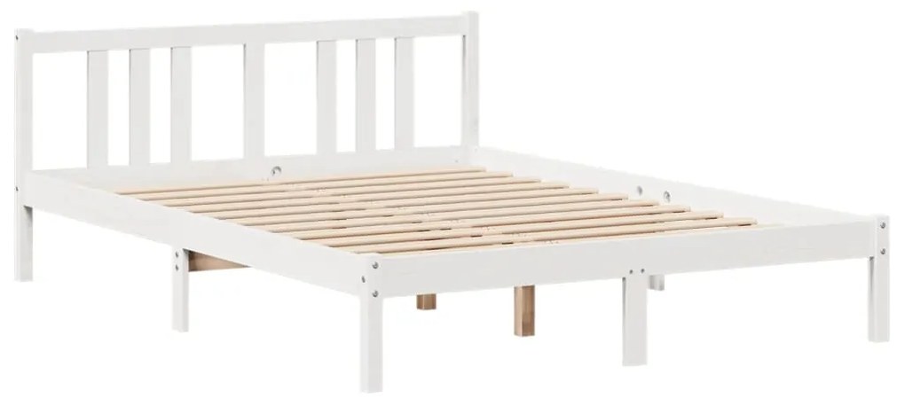 Estrutura de cama c/ cabeceira 150x200 cm pinho maciço branco