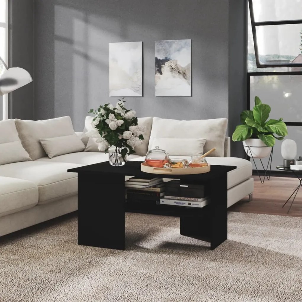 806850 vidaXL Mesa de centro 90x60x46,5 cm contraplacado preto