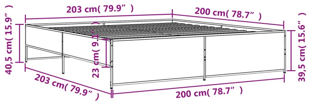 Estrutura de cama 200x200 cm derivados madeira/metal