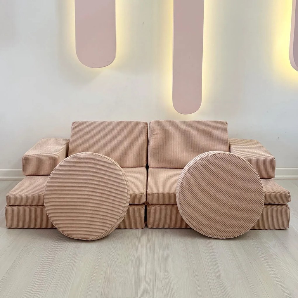Sofá-Cama de 2 Lugares Puzzle – Rosa – 140x46x70 cm