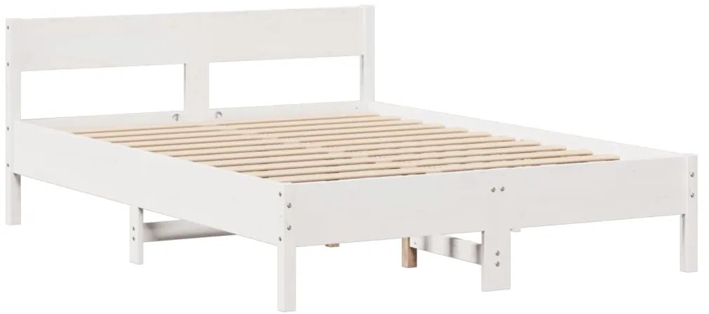 Cama sem colchão 160x200 cm madeira de pinho maciça branco