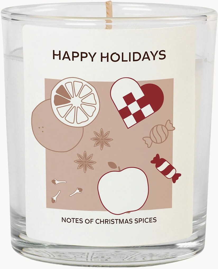 Vela perfumada festiva Happy Holidays (especiarias de Natal)