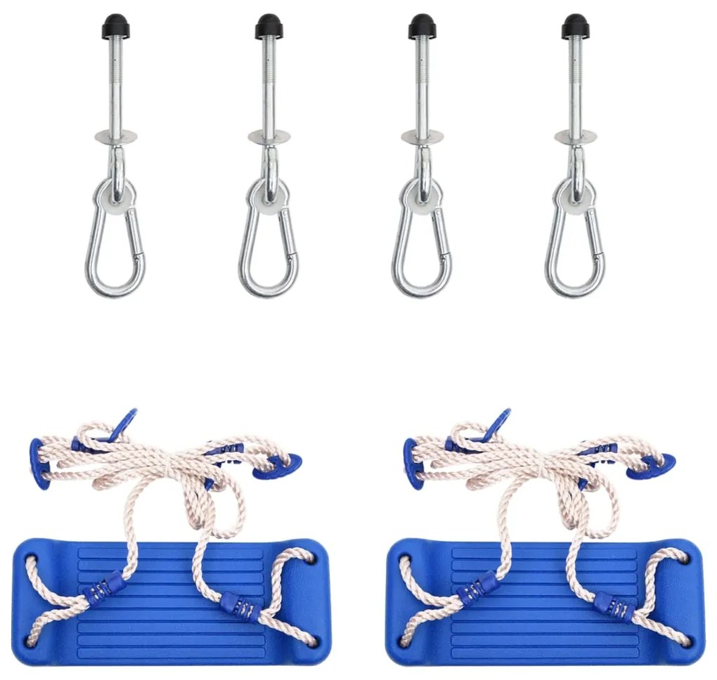 Assentos de baloiço 2pcs c/ pedras de escalada polietileno azul