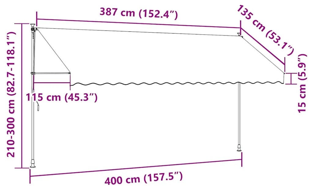 Toldo retrátil manual 400 cm antracite