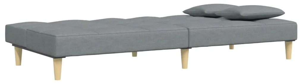 Sofá-cama de 2 lugares c/ apoio de pés tecido cinzento-claro