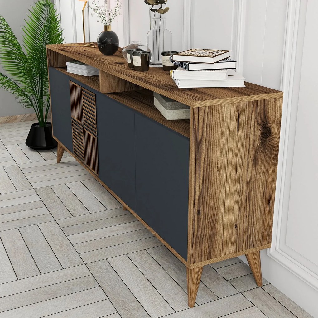Console Milan – Walnut Anthracite – 180 cm x 78 cm x 35 cm