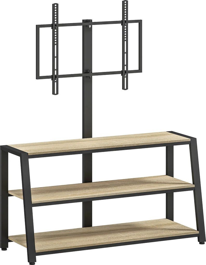 HOMCOM Móvel para TV com suporte para televisores de 81-178 cm, prateleiras abertas, ângulo ajustável 35°, 108x41x135 cm, efeito madeira natural | Aosom Portugal