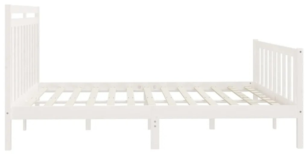 Estrutura de cama 200x200 cm madeira de pinho maciça branco
