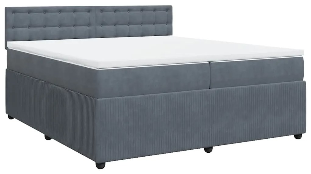 Cama com molas/colchão 200x200 cm veludo cinzento-escuro