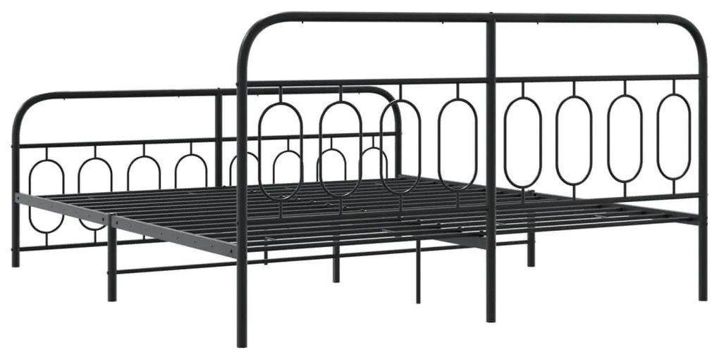 Estrutura de cama com cabeceira e pés 160x200 cm metal preto