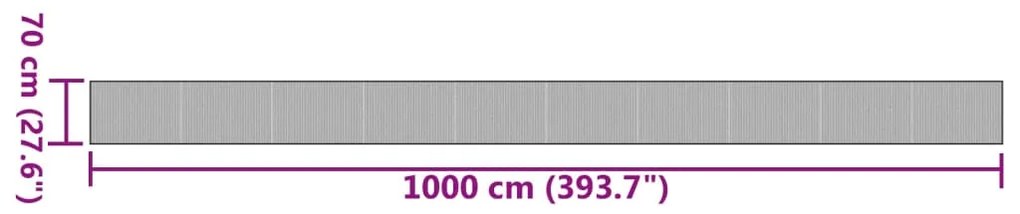 Tapete retangular 70x1000 cm bambu cinzento