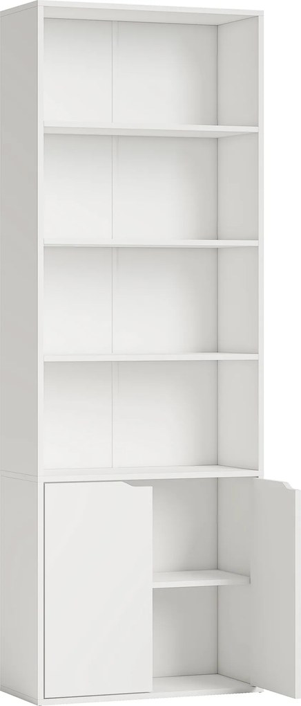 HOMCOM Estante para Livros com 4 Compartimentos Abertos e 1 Armário com 2 Prateleiras Armazenamento Livros Plantas para Sala de Estar | Aosom Portugal