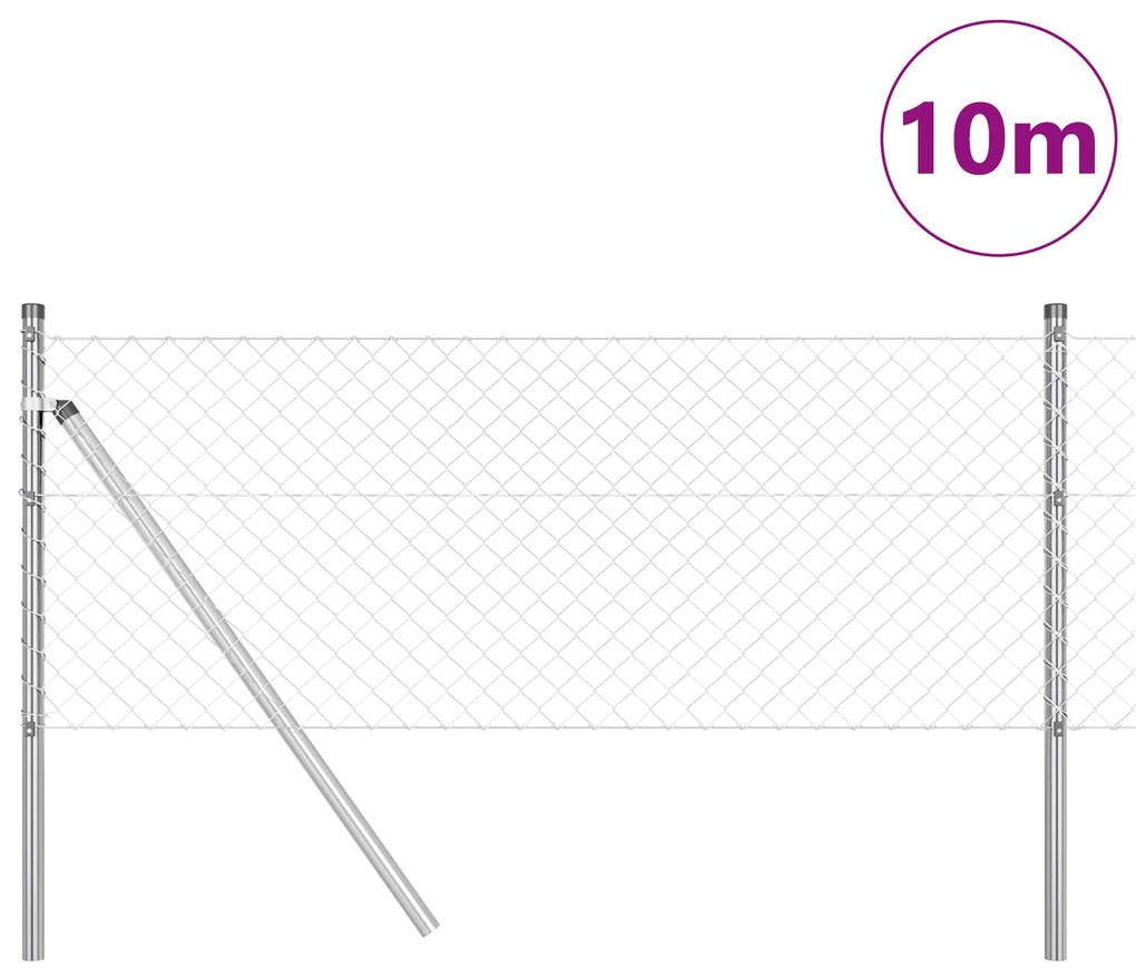 Cerca de Cadeia com 7 Postes 0.4x10 m Aço Galvanizado