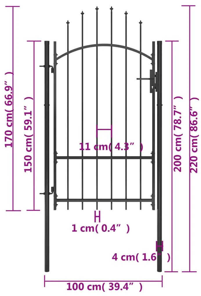 Portão de jardim 1x2,2 m aço preto