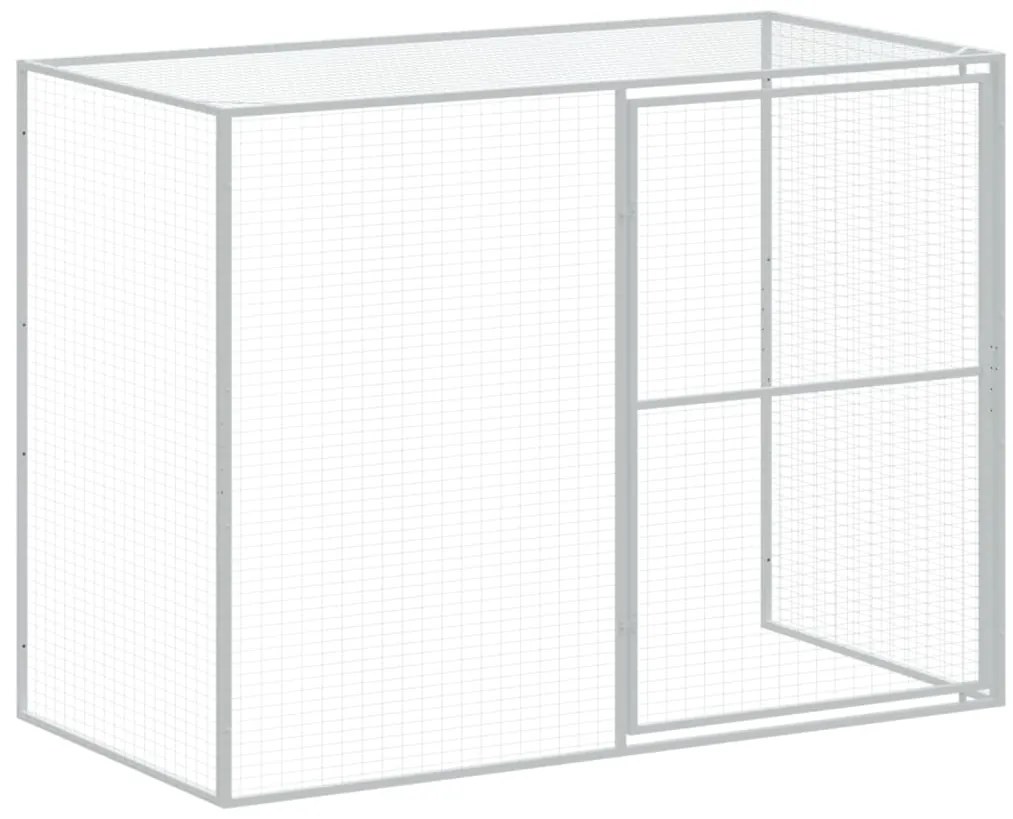 Casota cães c/ parque 214x457x181 cm aço galvaniz. cinza-claro