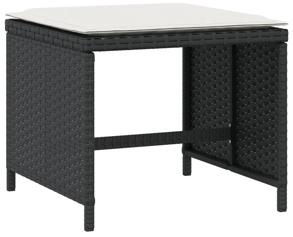 Bancos de jardim com almofadões 4 pcs 41x41x36 cm vime PE preto