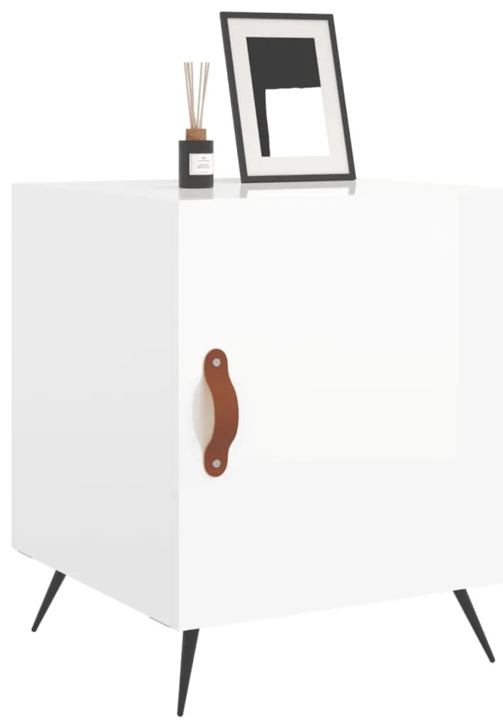 Mesa de cabeceira 40x40x50cm derivados madeira branco brilhante