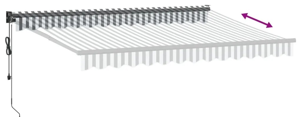 Toldo retrátil 3,5x2,5 m tecido e alumínio antracite e branco