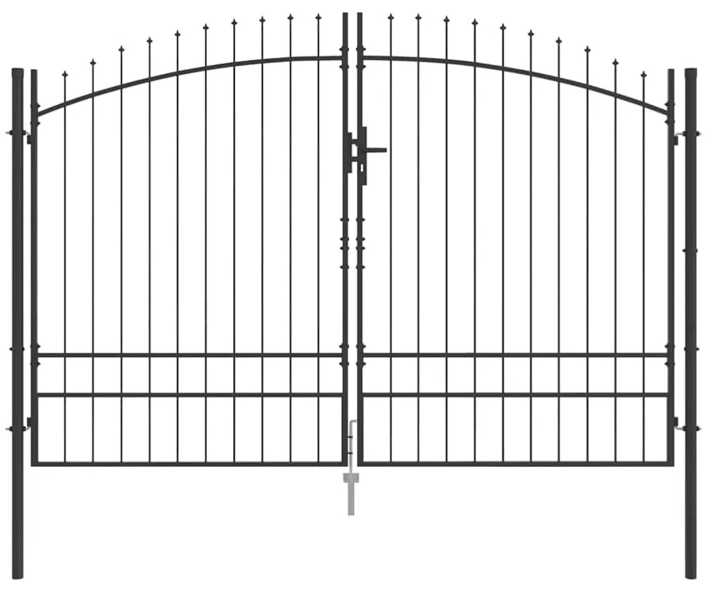 Portão de Jardim com Topo de Lança Duplo Cinza 200x300 cm Aço