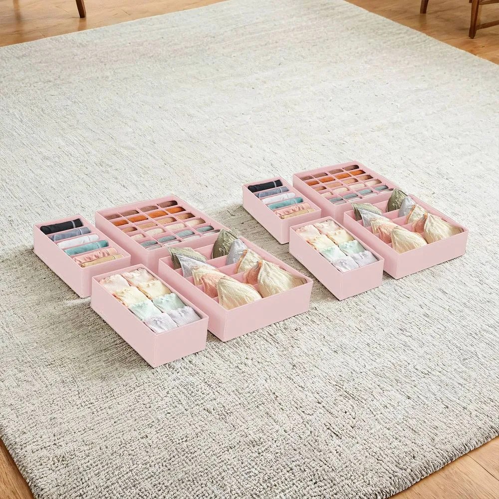 Conjunto de 8 organizadores de roupa interior rosa