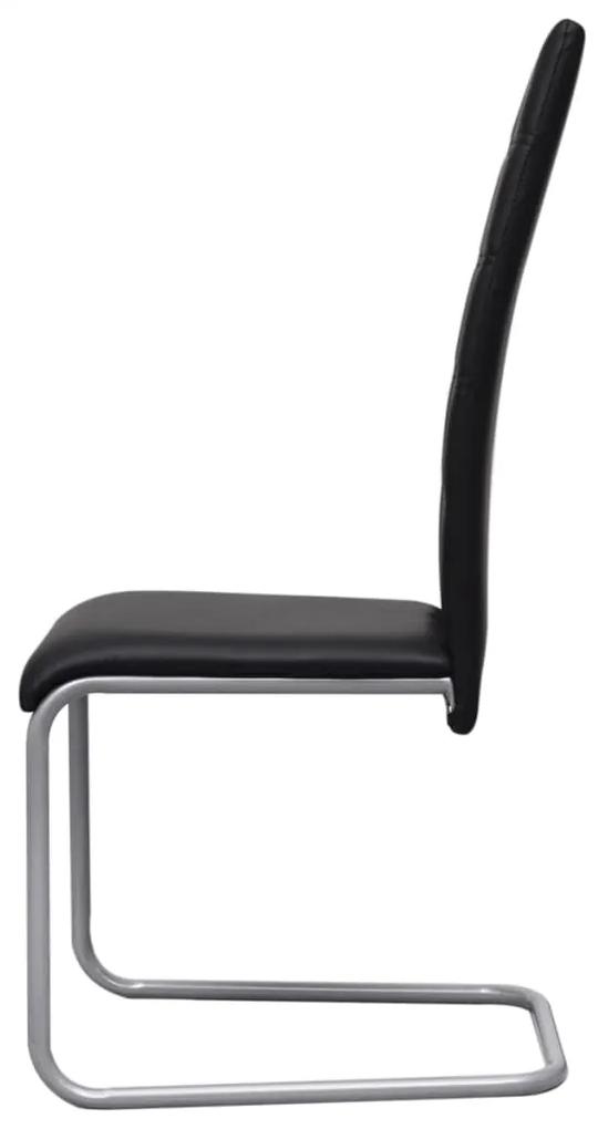 Cadeiras de jantar cantilever 4 pcs couro artificial preto